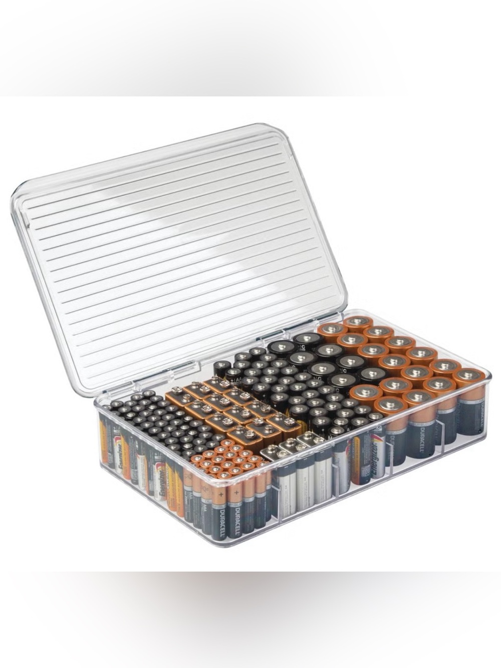 New battery storage container with lid
